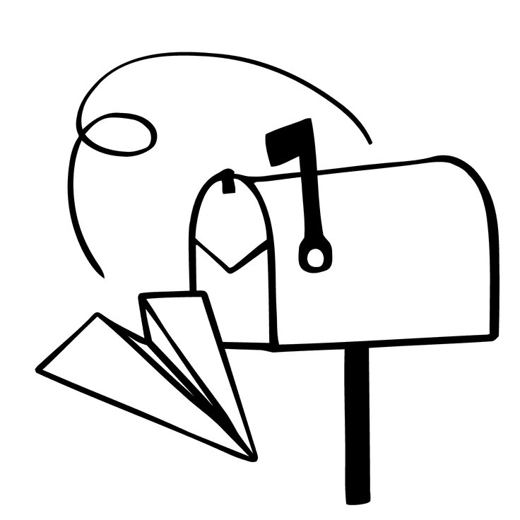 Flying paper plane and mailbox illustration